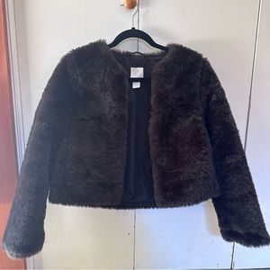 H&M Cropped Faux Fur Jacket